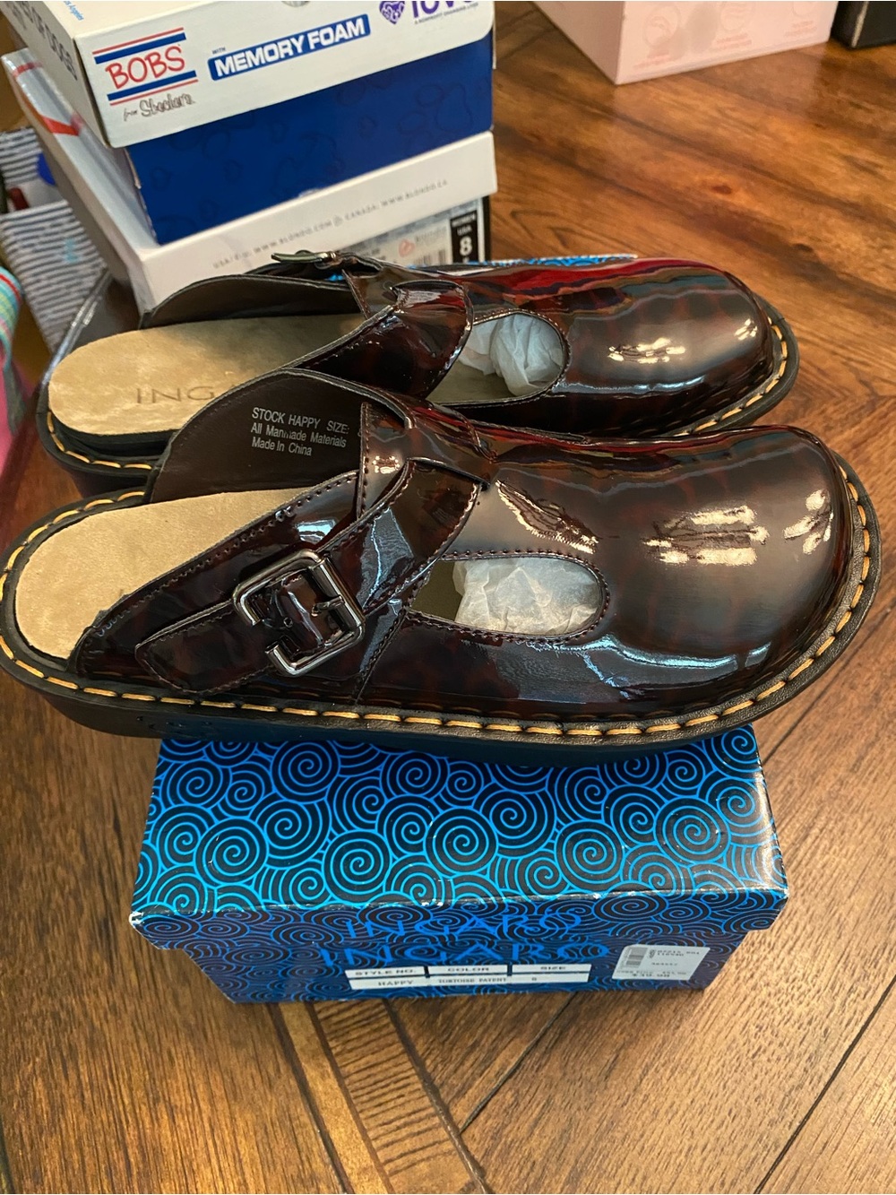 Women's Patent Leather Slip-On Mule in Dark Burgundy by Unknown